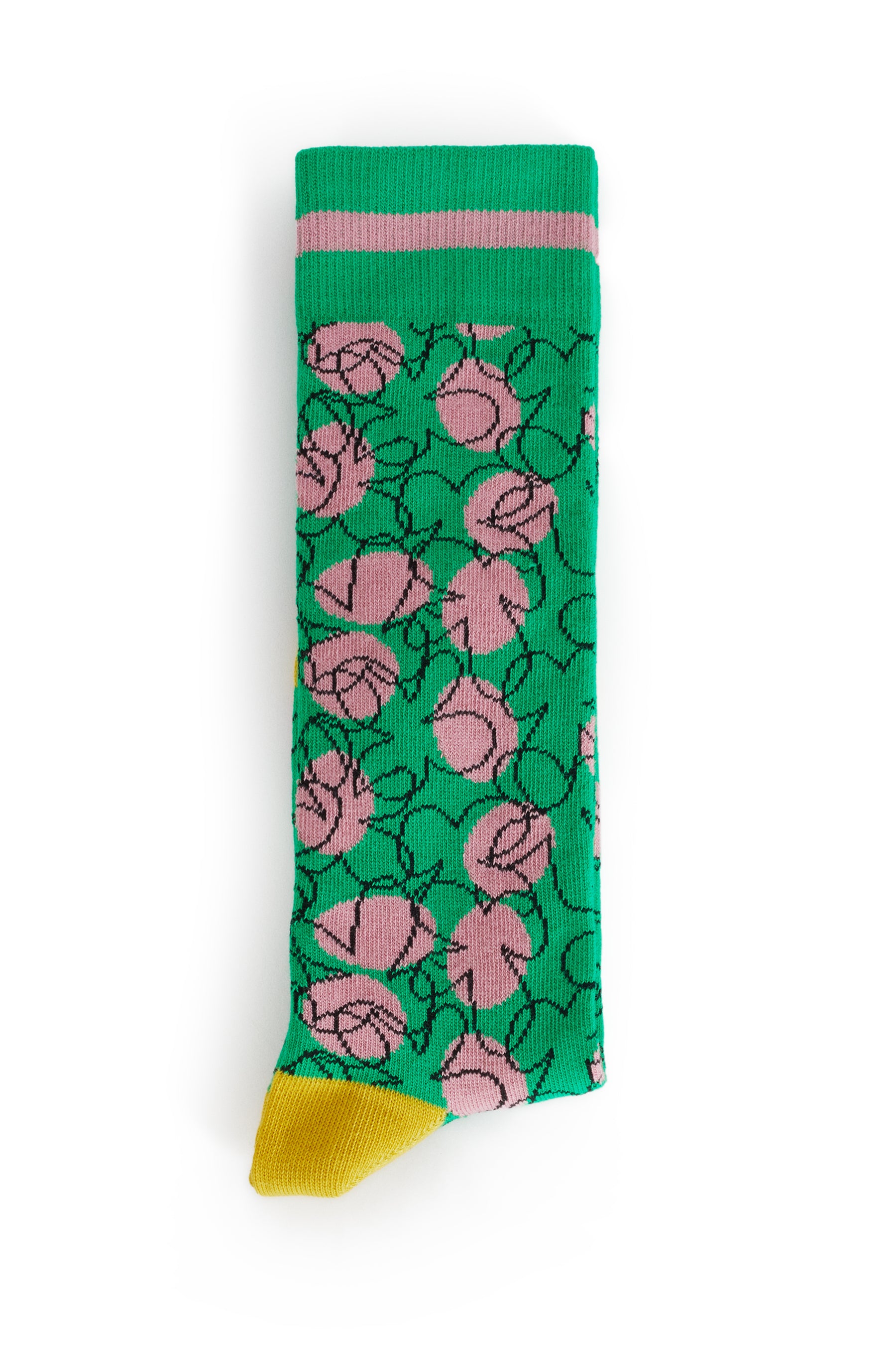 Long Socks Retro Flowers Green