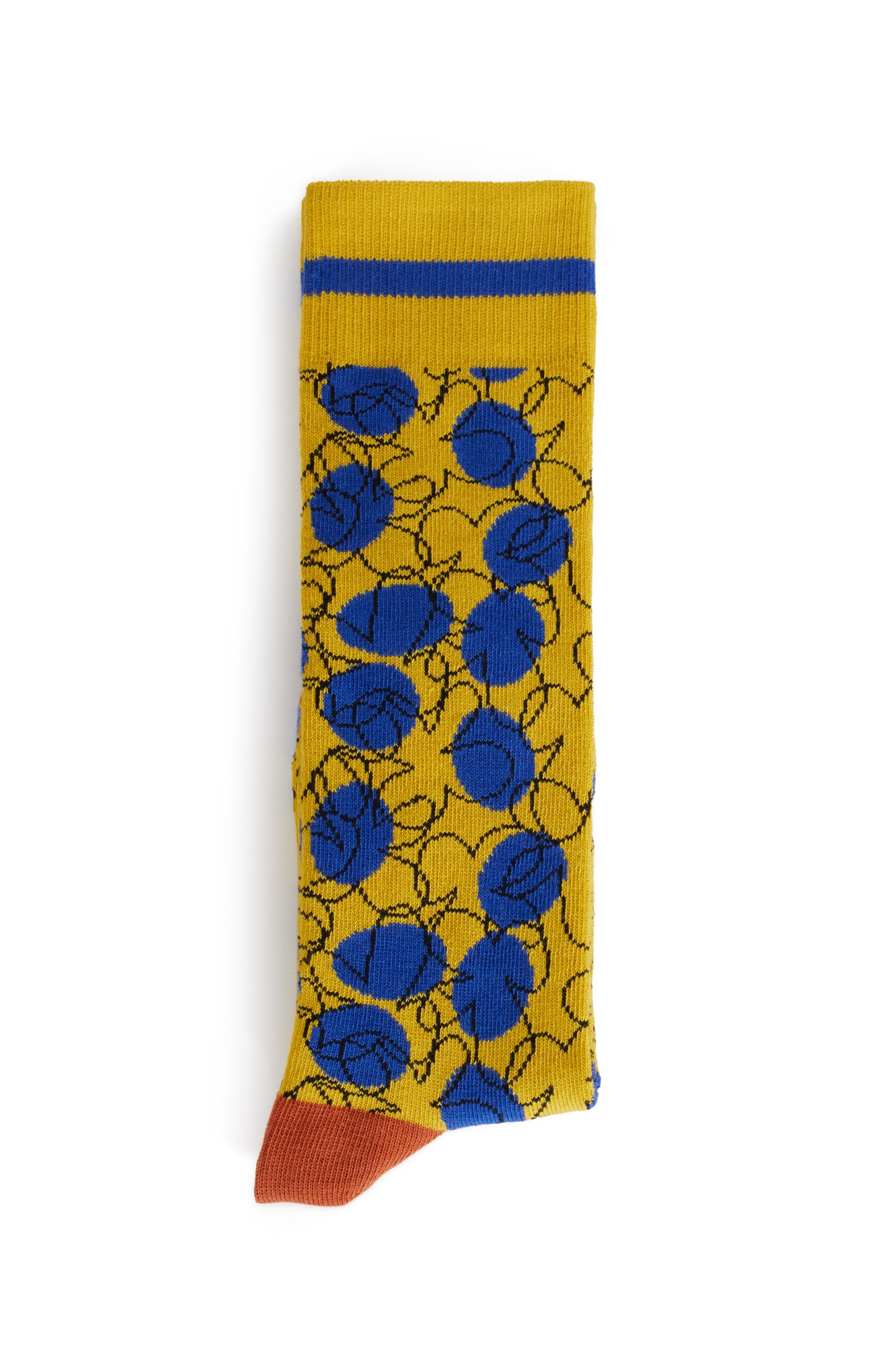 Long Socks retro Flowers Yellow